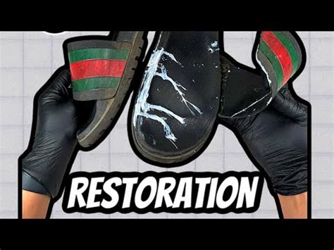 how to fix broken gucci slides|HOW TO RESTORE GUCCI SLIDES ‼️ .